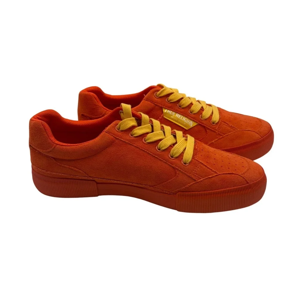True Religion Sneakers Mens 10.5 Orange Excellent Low Top Textile Skate Shoes